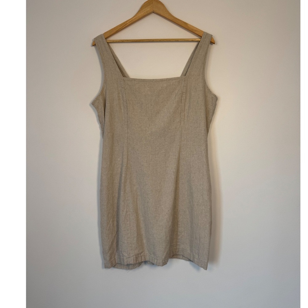 Linen Core Old‎ Navy Smocked Back Mini Dress Womens XL Oatmeal Beige